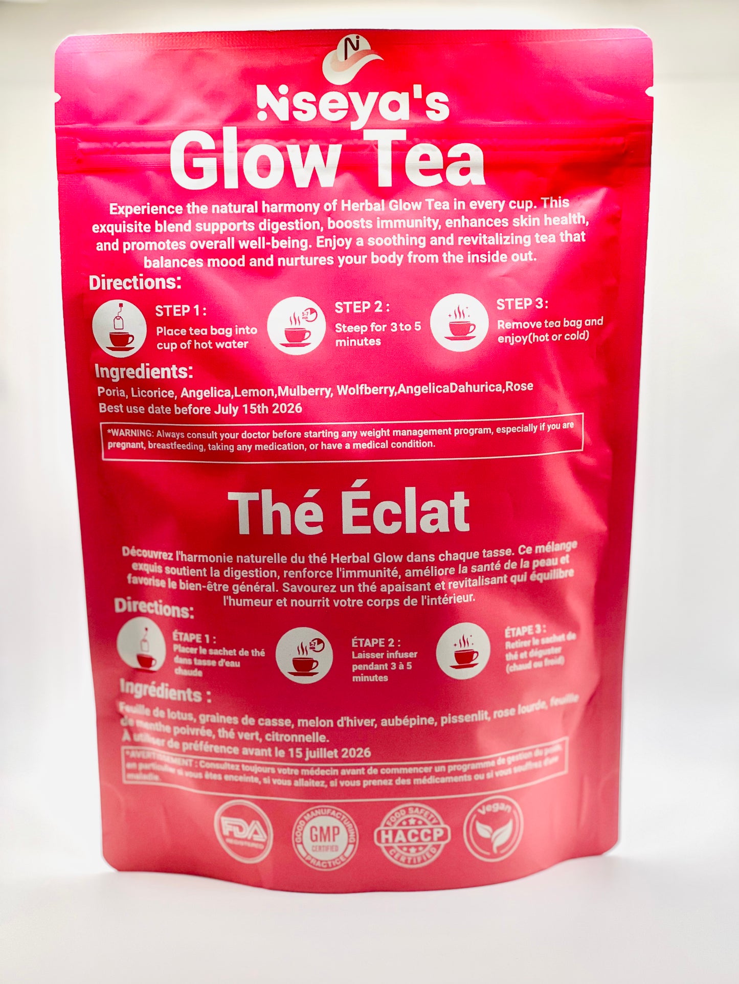 Thé de Nseya - Thé Glow Complément alimentaire à base de plantes