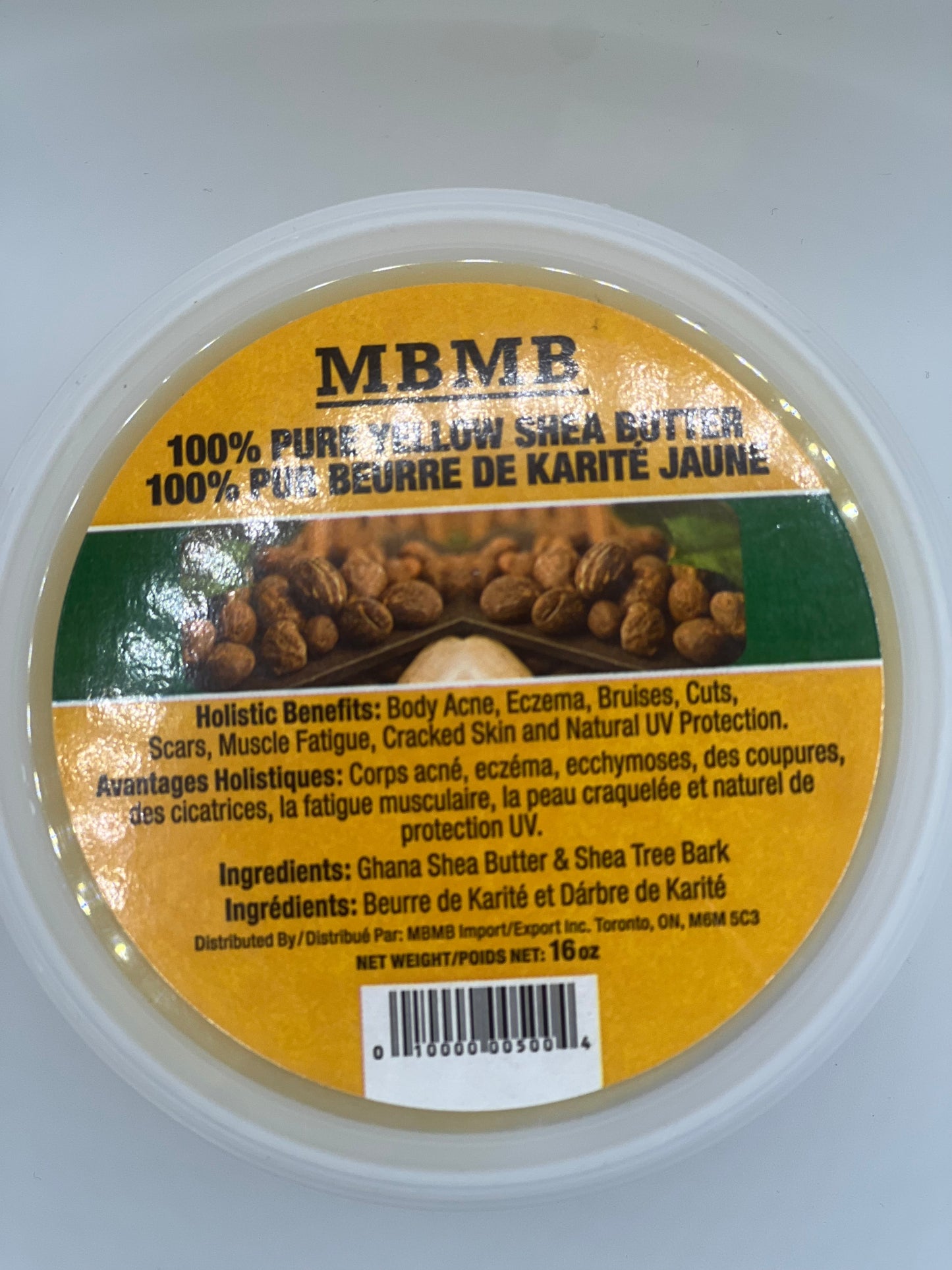 Beurre de karité jaune 100 % pur Mbmb (16 oz)