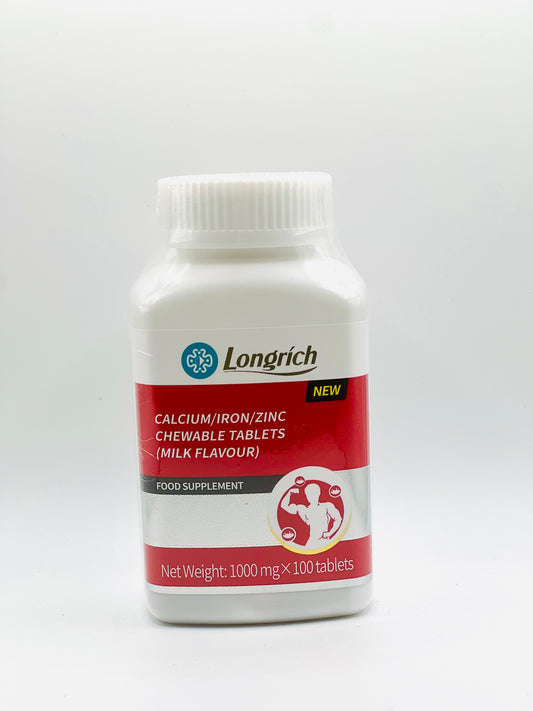Comprimés à croquer Longrich Calcium/Fer/Zinc (saveur lait)