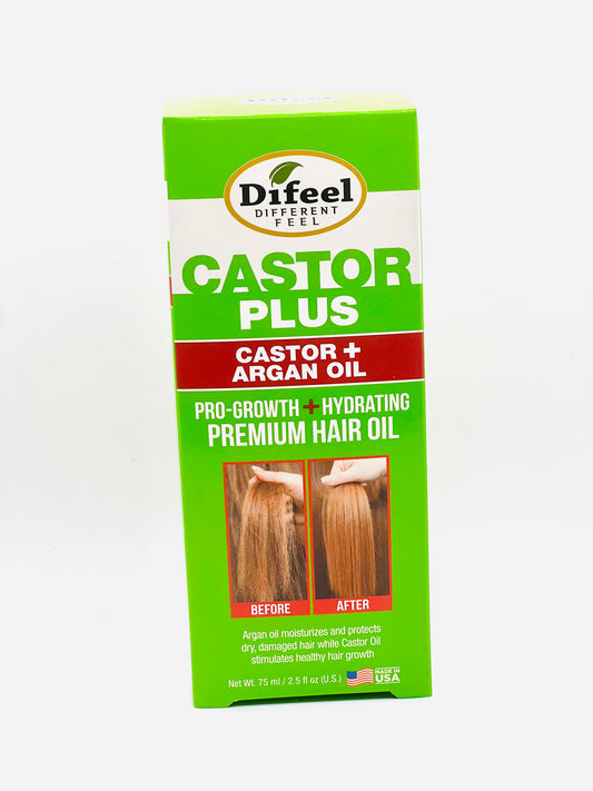 Huile capillaire premium hydratante et pro-croissance à l'huile de ricin et d'argan de Difeel (75 ml)