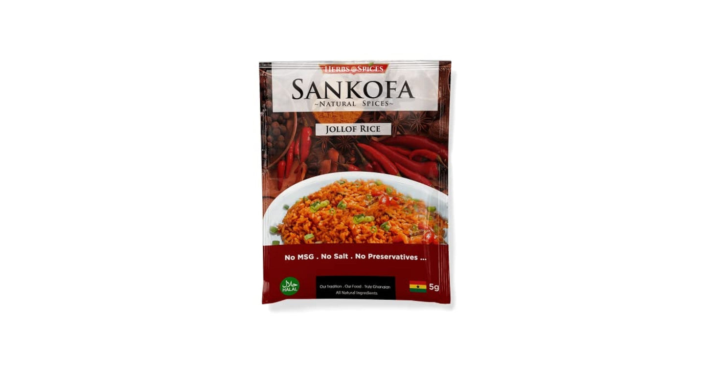 Sankofa Spices Jollof Rice (Strip of 12 Sachets 5g each)